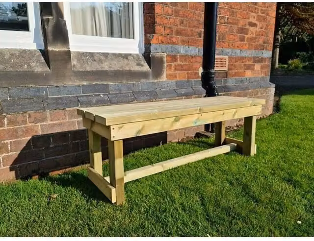 Churnet Valley Garden Furniture Ltd Butchers Bench Wooden Garden Bench in Brown, W/D/H: 120 x 39 x 45 cm