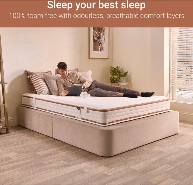 Jay-Be Ryze Memory Hybrid Sustainably Made Mattress, White, W: 140 cm, L: 200 cm