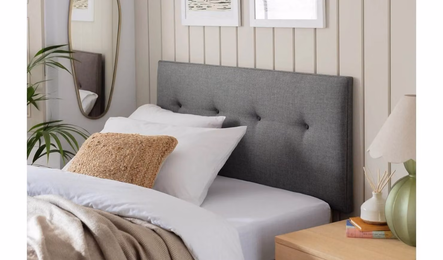 Dalham Grey Upholstered Fabric Bed Frame 180 x 200 cm