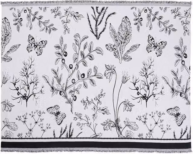 Garden Sanctuary Floral Chenille Anti-slip Sofa Cover in Black and White, W/D/H: 230 x 180 cm – 1