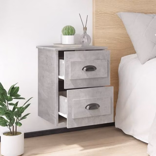 Berkfield Home Elegant Wall-mounted Bedside Cabinet in Concrete Grey, W: 41.5 cm, D: 36 cm, H: 53 cm – 1