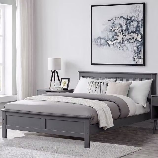 FurnitureboxUK Azure Modern Solid Pine Bed Frame in Grey, W/D/H: 180 x 200 cm
