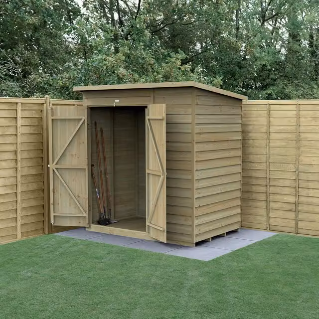 4LIFE Forest Garden Pent Wood Shed in Brown with Base