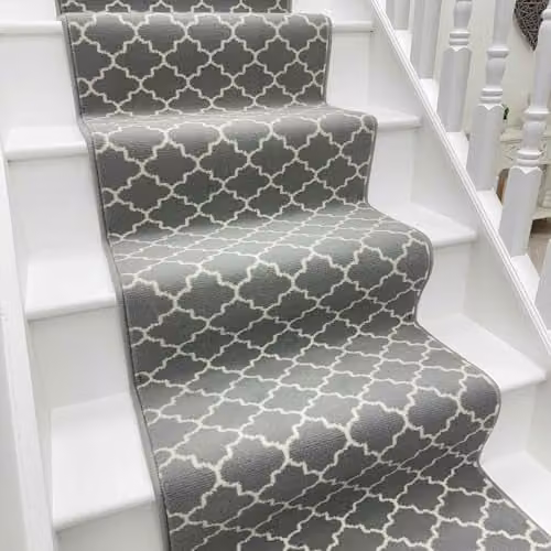 runrug Avanti Stair Runner Carpet in Light Grey, W: 60 cm, L: 570 cm