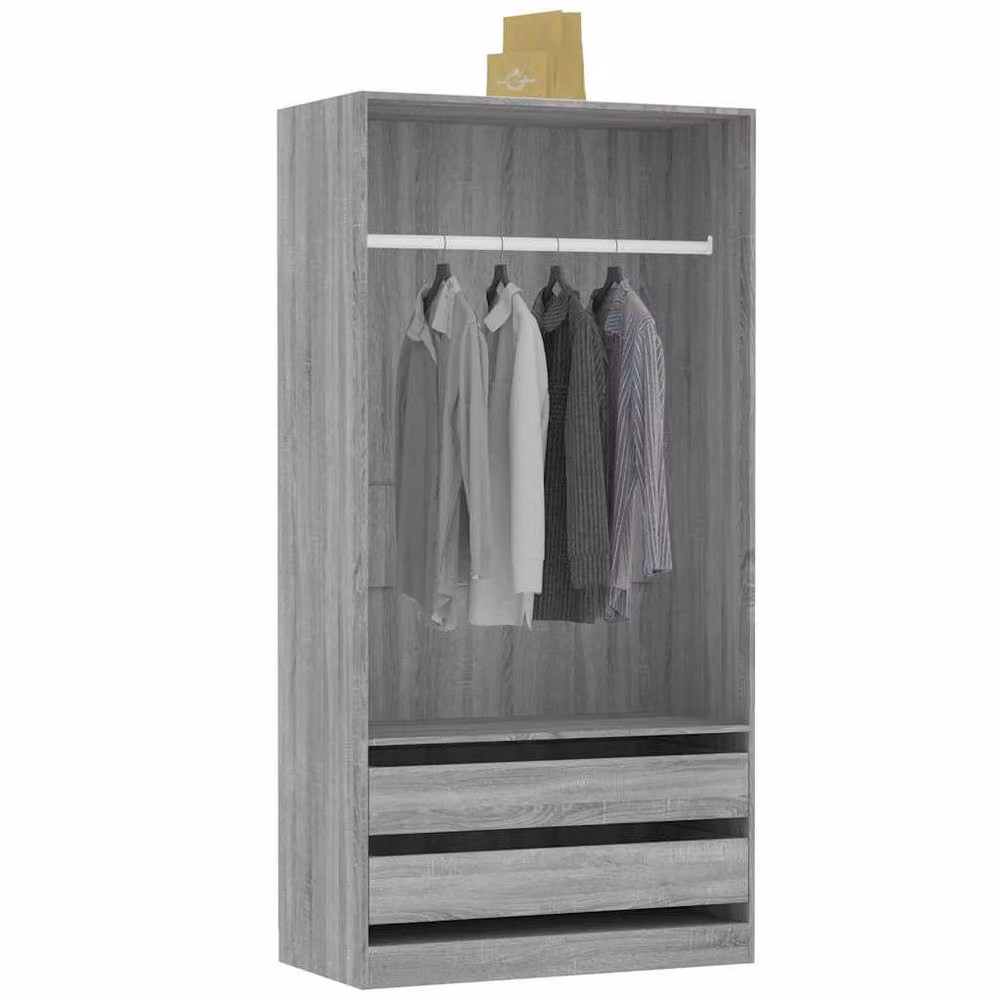 Berkfield Home Sonoma Grey Wardrobe with Integrated Drawers W/D/H: 100 x 50 x 200 cm – 3
