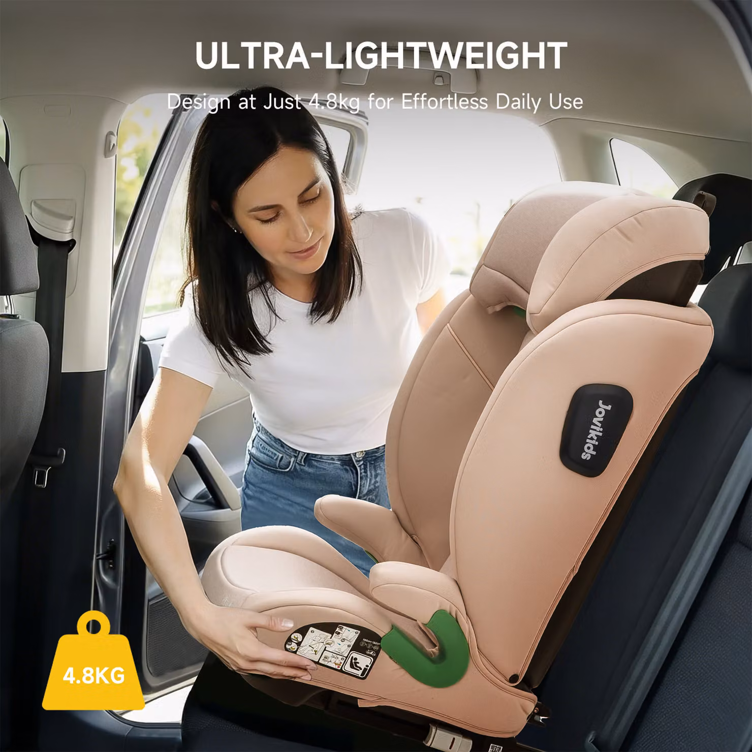 Aosom UK Highback Booster Seat with ISOFIX and I-Size R129, Pink, W/D/H: 46 x 44 x 80 cm – 4