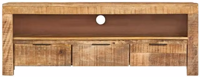Berkfield Home TV Cabinet in Brown Rough Mango Wood, W/D/H: 110 x 30 x 40 cm
