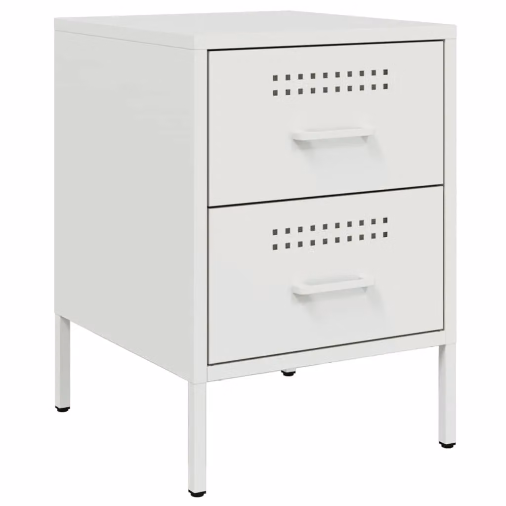 Berkfield Home White Metal Bedside Cabinet W/D/H: 36 x 39 x 50.5 cm – 2