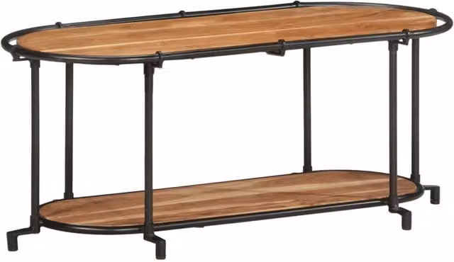 Berkfield Home Industrial TV Cabinet in Brown Solid Acacia Wood and Metal, W/D/H: 100 x 42 x 40 cm – 1