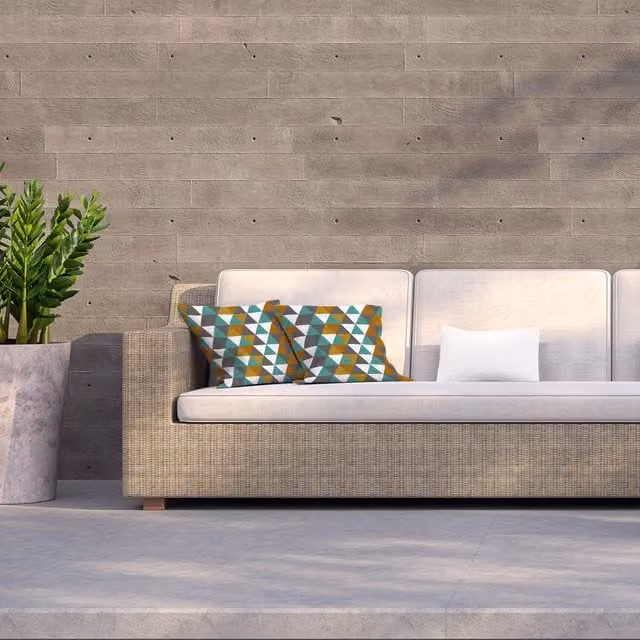Andrew Lee Autumn Geometric Triangles Outdoor Square Cushion, Green, W: 60 cm x H: 60 cm