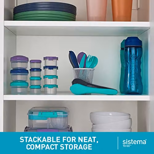 Sistema TO GO Mini Bites Stackable Snack Pots, Multicolour, 130 ml, 3 Pack – 4