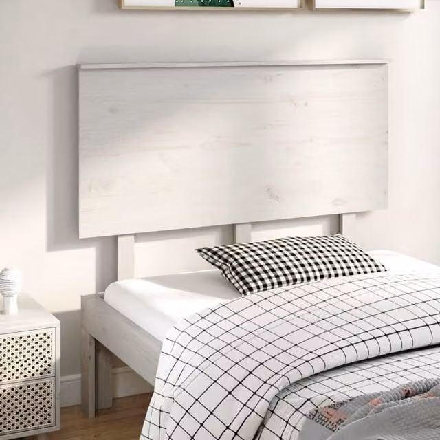 Berkfield Home White Rustic Solid Pine Wood Bed Headboard W/D/H: 124 x 6 x 82.5 cm