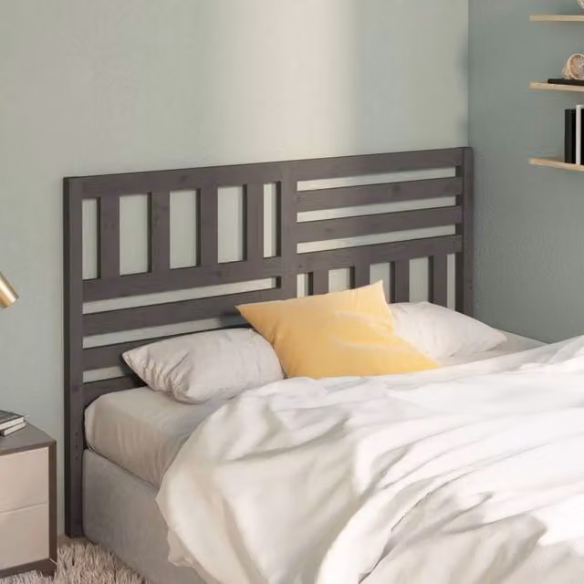 Berkfield Home Beautiful Bed Headboard in Grey Solid Pine Wood, W: 146 cm, D: 4 cm, H: 100 cm – 1