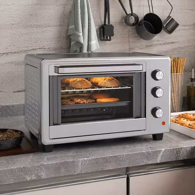 STILVORA 30L Mini Oven with Grill and Timer in Silver