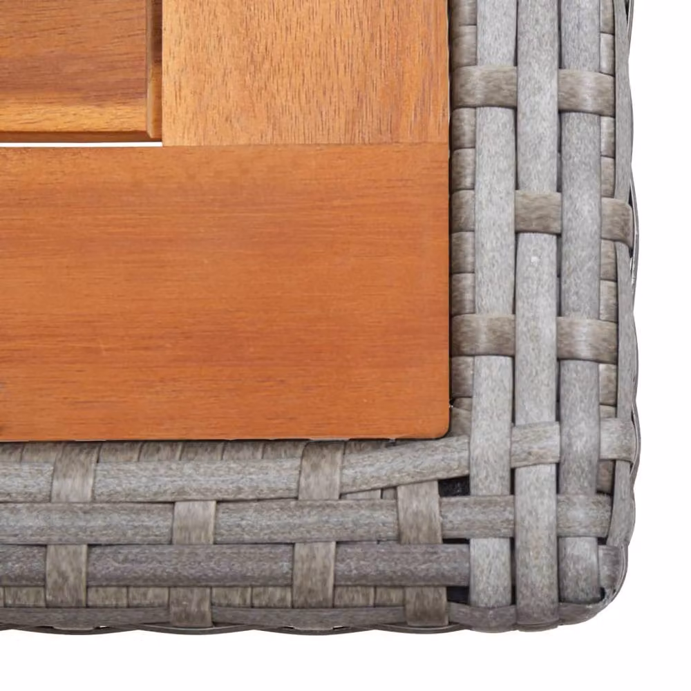 Berkfield Home Garden Table in Anthracite Poly Rattan and Solid Acacia Wood, Dark Grey – 2