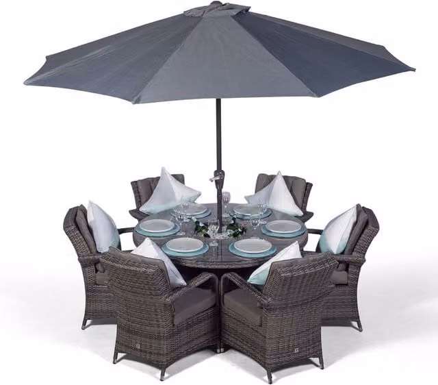 Thats Furniture Arizona Round 6 Seater Patio Dining Set with Ice Bucket Drinks Cooler in Grey