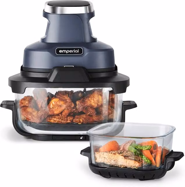 Emperial Cooksy 4-in-1 Portable Glass Air Fryer, Blue