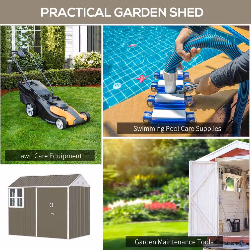 STILVORA Modern Pent Garden Shed in Grey with Double Doors and Window, W/D/H: 259 x 230 x 171 cm – 6