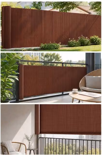 Garden Sanctuary Brown PVC Privacy Fence and Opaque Balcony Cover Screen Panels – 1