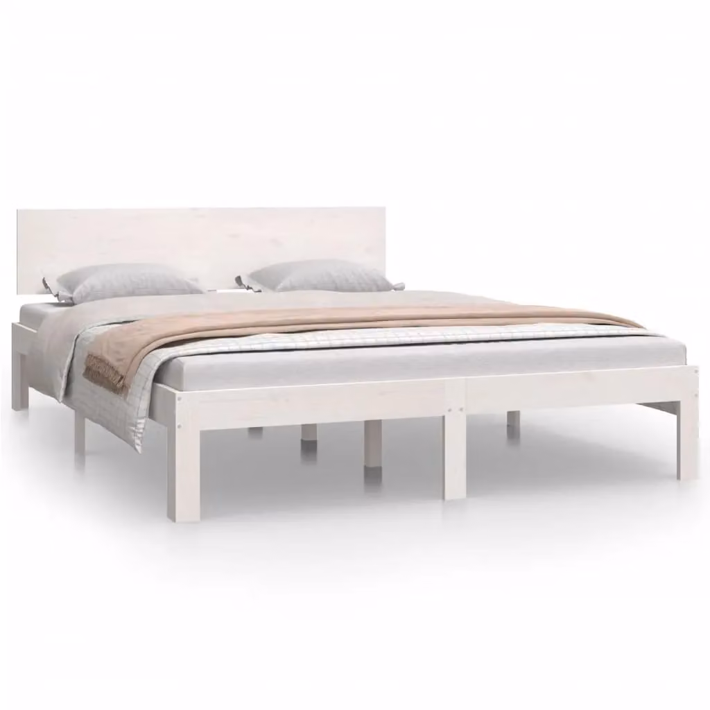 Berkfield Home White Solid Wood Pine Bed Frame W/D/H: 140 x 200 cm – 2
