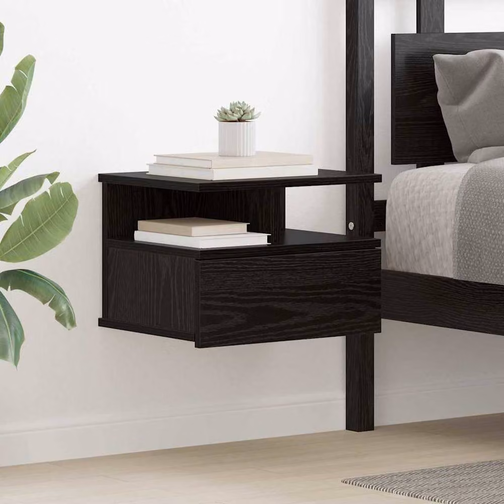 Berkfield Home Black Oak Floating Nightstand, W/D/H: 40 x 31 x 27 cm – 2