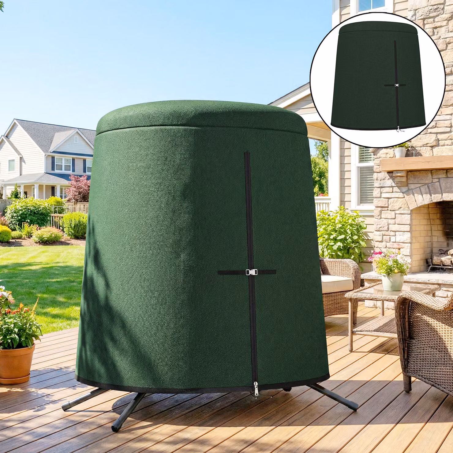 Outsunny Green Hanging Egg Chair Protective Cover with Zip Closure – 7