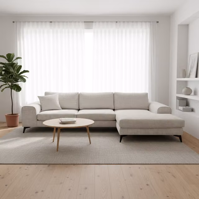 Abakus Direct Venice L-Shape Chenille Corner Sofa with Deep Seats and Extra-wide Padded Arms in Grey with Scatter Cushions, Right-hand Facing