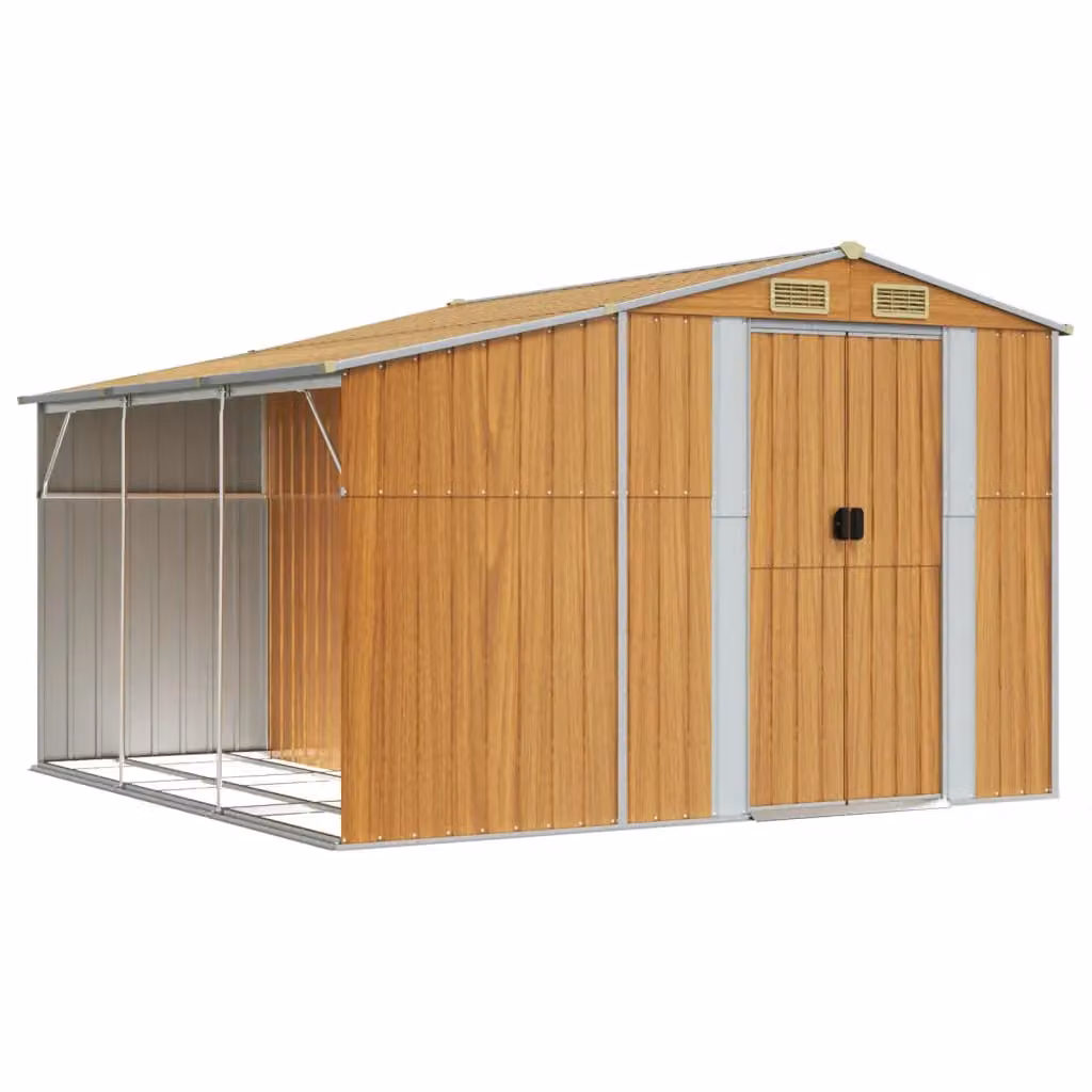 Berkfield Home Garden Shed in Light Brown, Galvanised Steel, W/D/H: 277 x 279 x 179 cm – 2