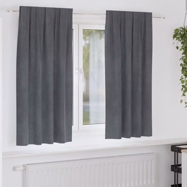 Berkfield Home Blackout Velvet Curtains in Super Light Grey, 2 Pack