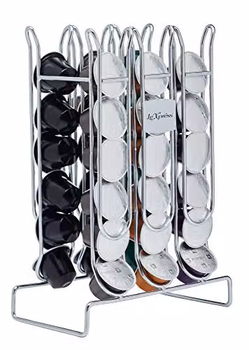 KitchenCraft Le'Xpress Nespresso Coffee Pod Holder, Silver Metal, W: 17 cm, D: 9.5 cm, H: 24.5 cm – 1