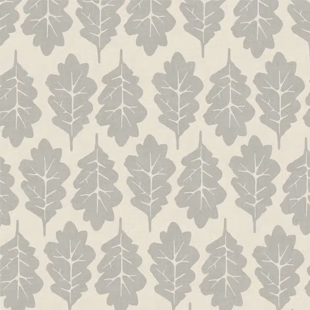 iLiv Oak Leaf Fabric in Flint Grey and Beige with Floral Cotton Design
