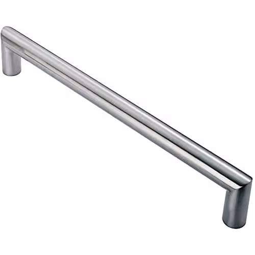 Loops Mitred Round Bar Pull Handle in Brushed Silver Stainless Steel, W: 10.6 cm, H: 1.06 cm, Fixing Centres: 9.6 cm