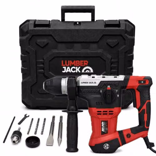 Lumberjack 1050W SDS Rotary Hammer Drill in Red with Accessories – 1