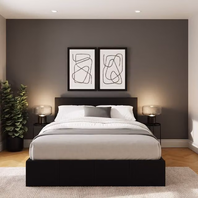 GFW Ecuador Black Faux Leather Side Lift Ottoman Bed Frame, Double 140x200 cm – 3
