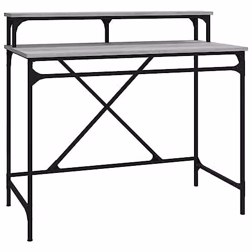vidaXL Writing Desk in Grey Sonoma, W/D/H: 100 x 50 x 90 cm, Made of Engineered Wood and Metal – 1
