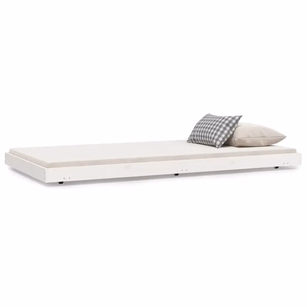 Berkfield Home Rustic Solid Wood Pine Bed Frame in White, W/D/H: 100 x 200 cm