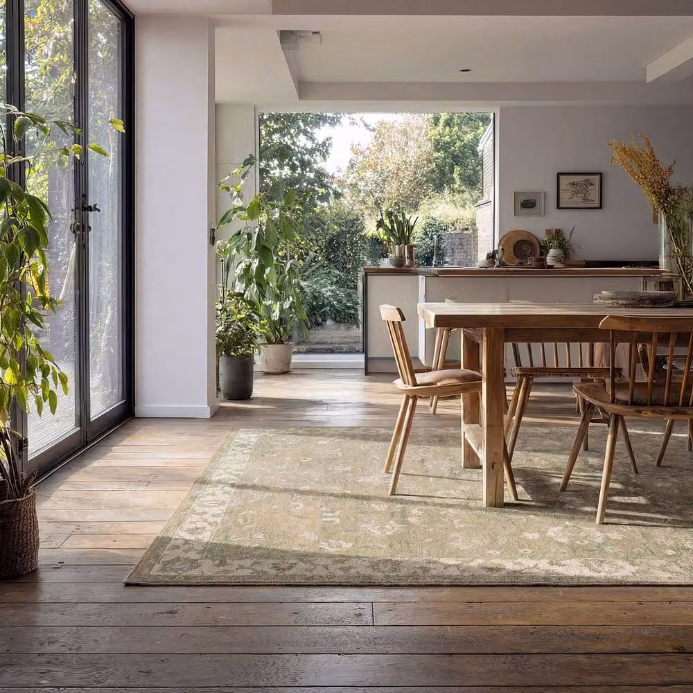 Kukoon Green and Beige Distressed Soft Pile Area Rug, W: 80 cm, L: 300 cm – 2