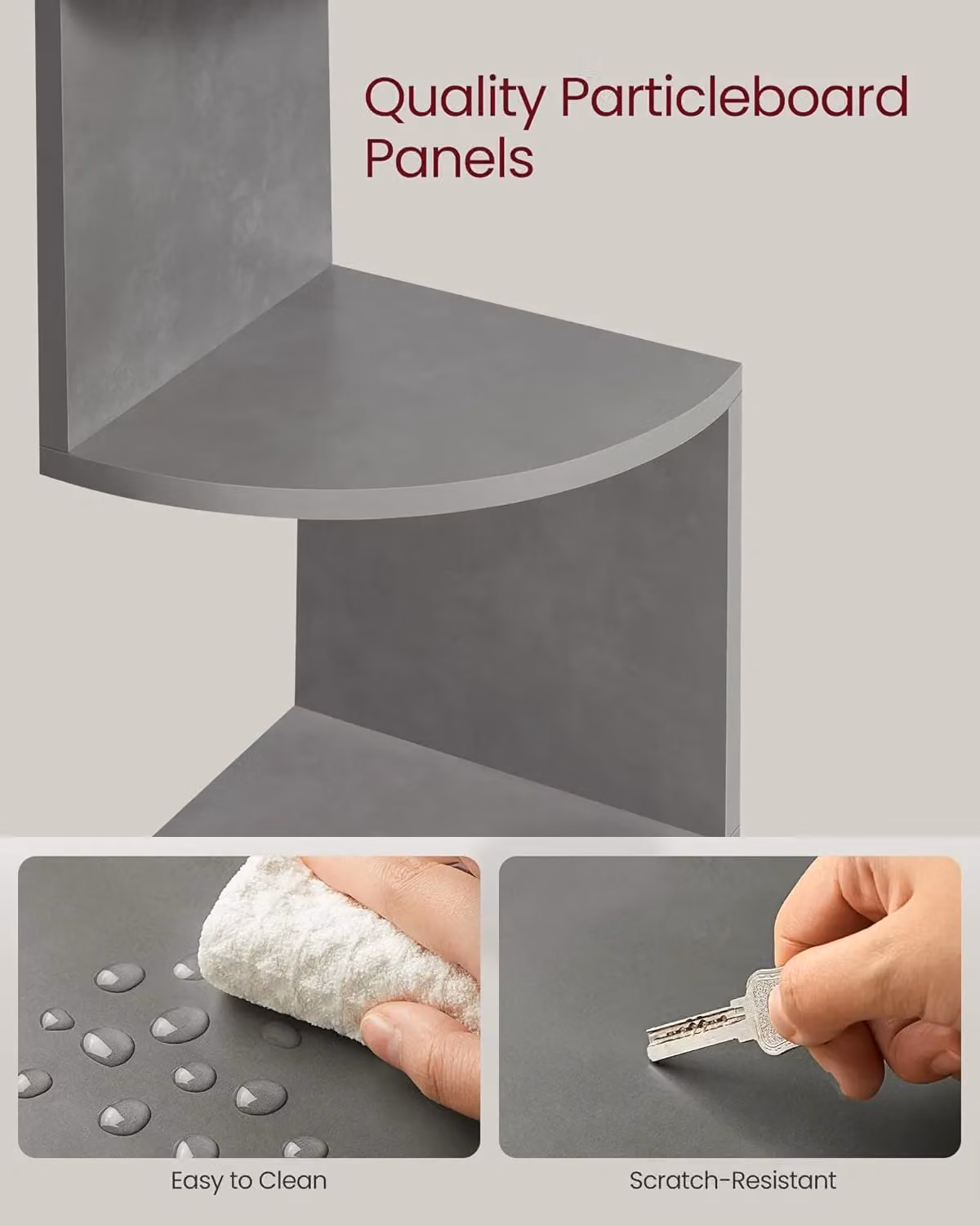 VASAGLE 5 Tier Grey Wall Mounted Corner Shelf for Display and Decoration – 2