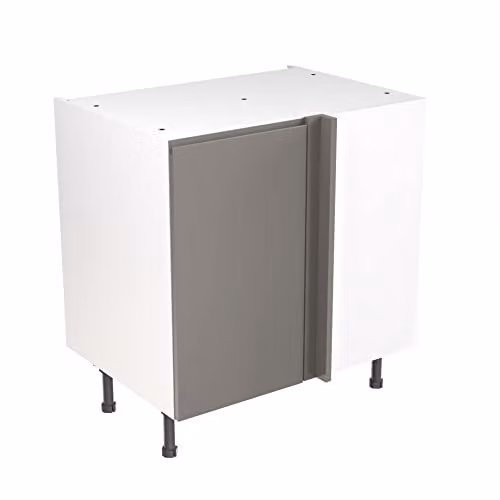 KITCHEN KIT Flatpack Blind Corner Base Cabinet with J-Pull Soft Close Doors, Dust Grey Matt, W: 80.0 cm, H: 87.0 cm, D: 65.0 cm