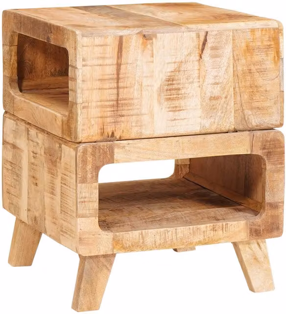Berkfield Home Solid Mango Wood End Table with Storage Shelf, Brown, W: 40 cm, D: 40 cm, H: 49 cm