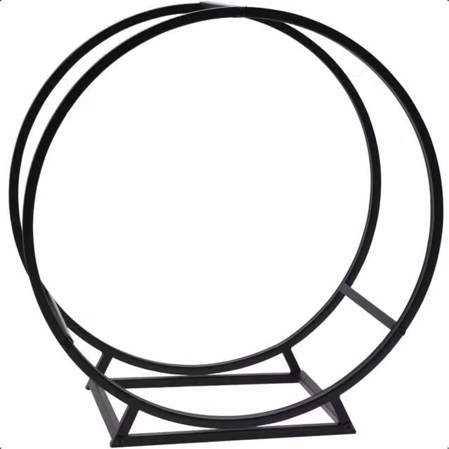 Idooka Round Indoor Contemporary Metal Log Storage - Black, H 51.5 cm x W 50 cm x D 25 cm