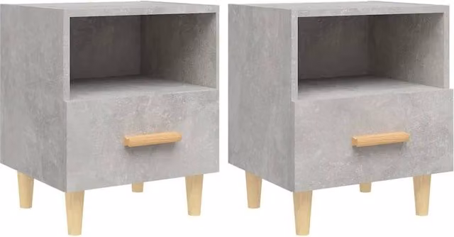 Berkfield Home Bedside Cabinets, 2 Piece Set, Concrete Grey, W/D/H: 40 x 35 x 47 cm – 1