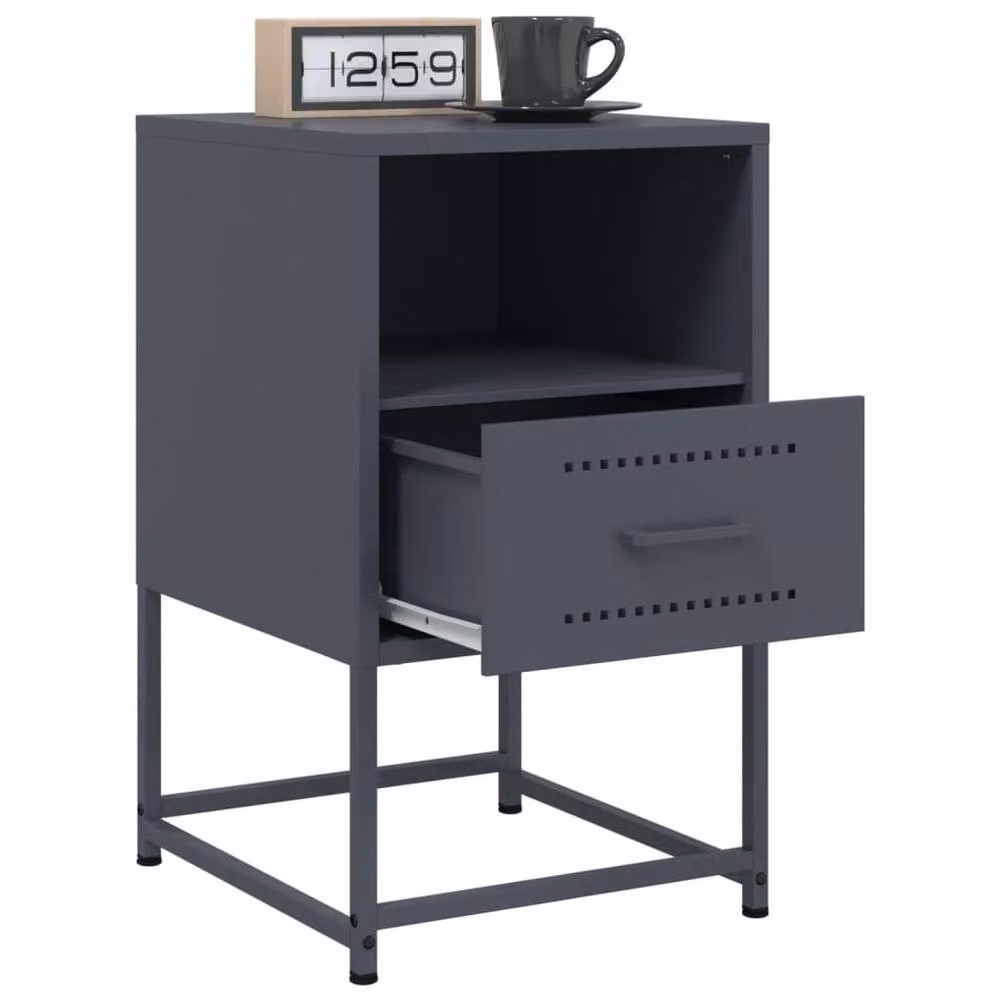 Berkfield Home Durable Metal Bedside Cabinets, 2 Pack, Anthracite Grey, W/D/H: 36 x 39 x 60.5 cm – 4