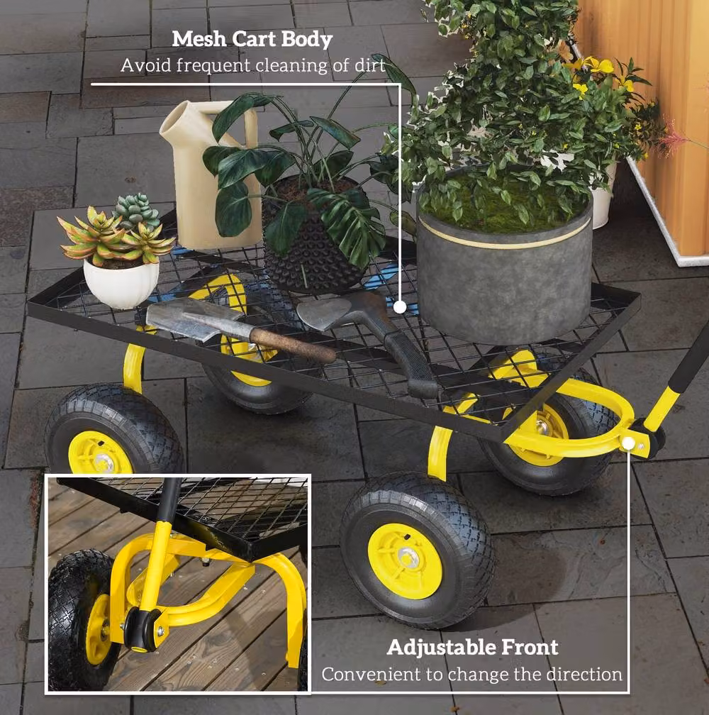 STILVORA Heavy Duty Steel Trolley, Yellow, 150 kg Capacity – 6