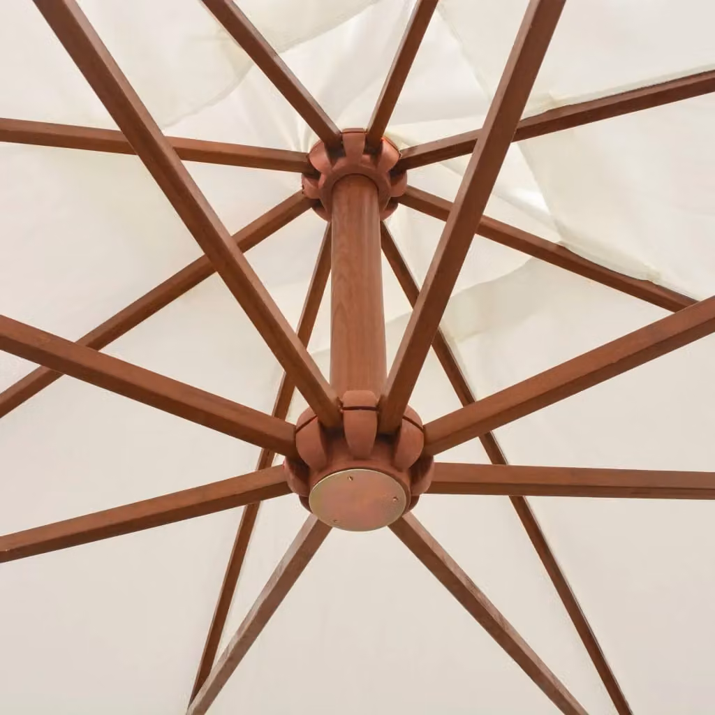 Berkfield Home White Cantilever Hanging Parasol with Bamboo Pole, W/D/H: 300 x 300 x 300 cm – 2