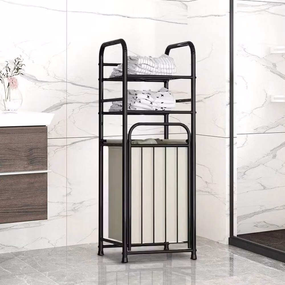 Kelvenix Black Metal Laundry Dirty Clothes Storage Basket Shelf Rack Organizer – 4