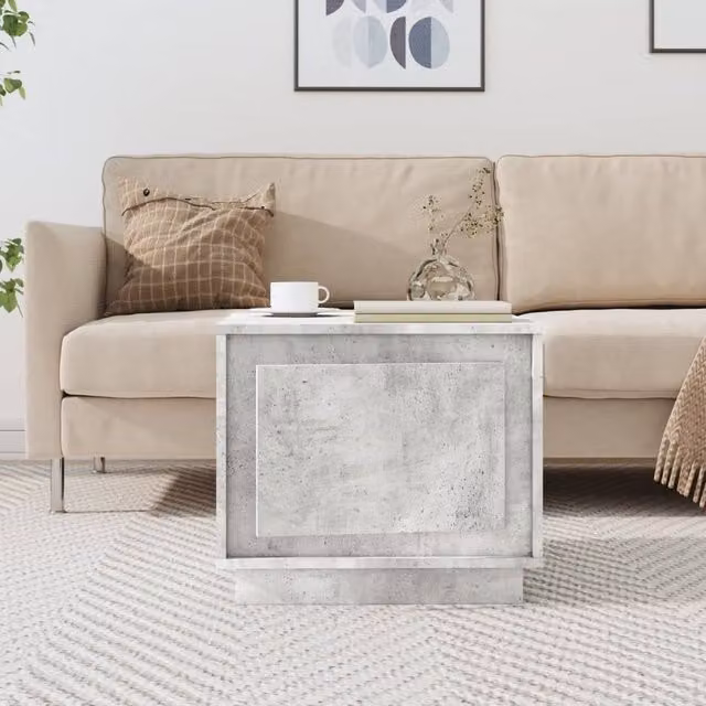 Berkfield Home Modern Square Coffee Table in Concrete Grey, W/D/H: 51 x 50 x 44 cm
