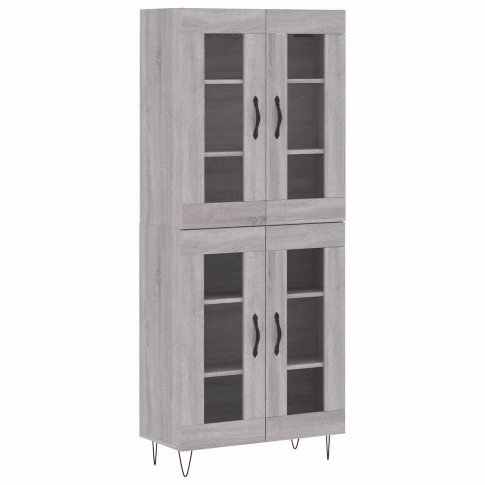 Berkfield Home Grey Sonoma Highboard with Glass Doors, W/D/H: 69.5 x 34 x 180 cm – 3