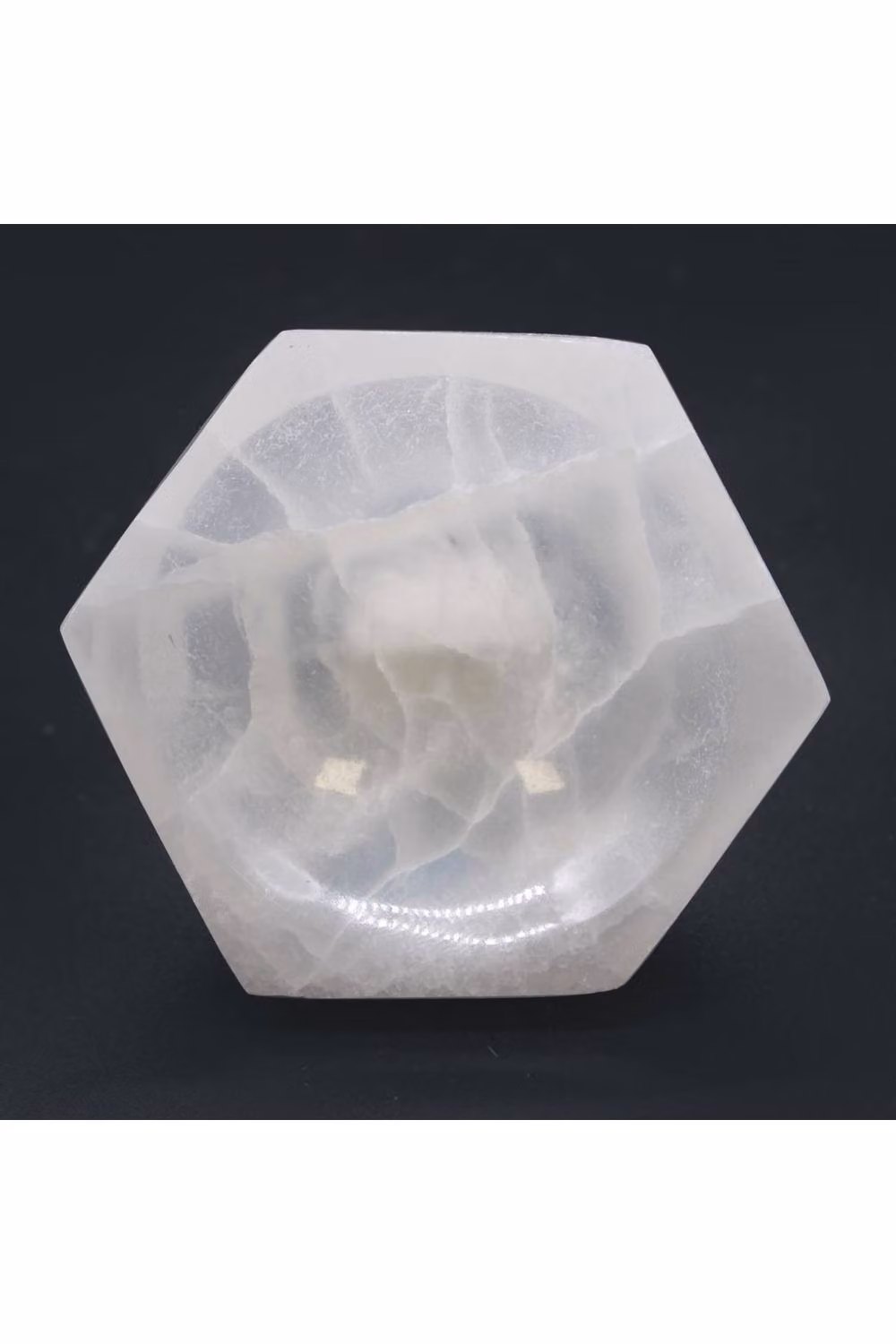 KDMD White Selenite Hexagonal Stone Bowl, Diameter: 10 cm – 2