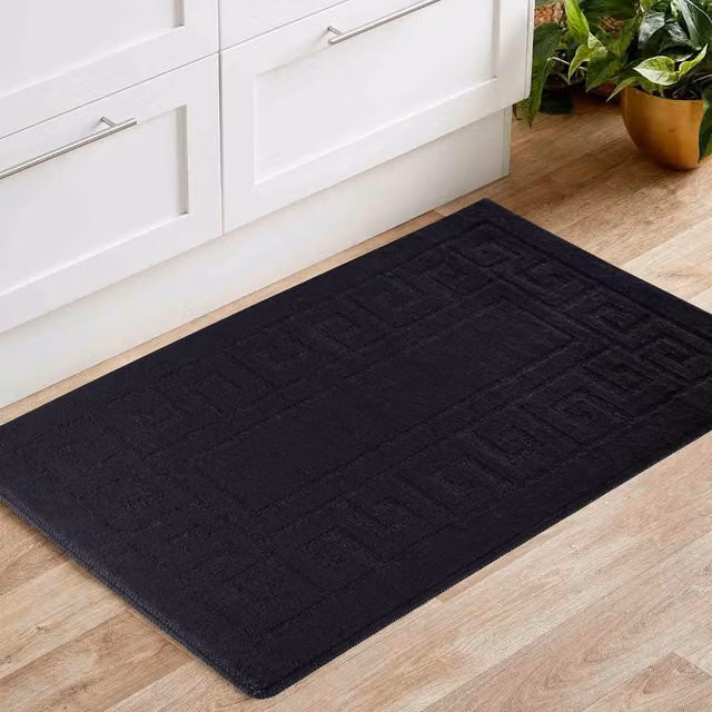 RugsbyDesire Ivy Greek Key Design Anti Slip Washable Doormat, Black, W: 120 cm, D: 160 cm